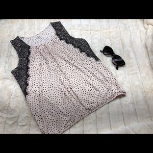 Loft Pink Polka Dotted Tank Top